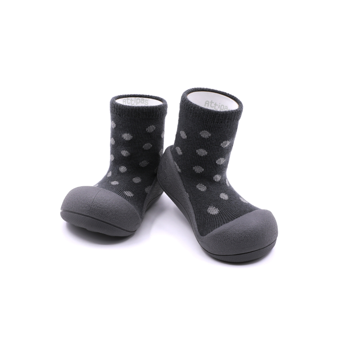 Attipas Dot Dot Charcoal barefoot obuća za prohodavanje dece