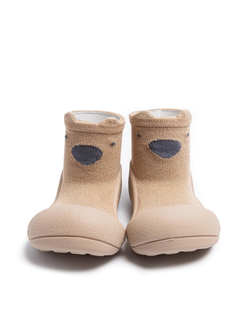 Attipas Bear Beige Bamboo barefoot obuća za prohodavanje dece